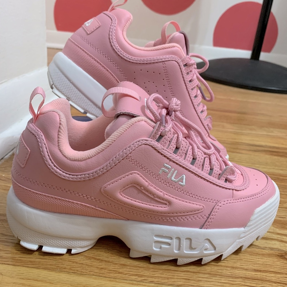 Pink and white filas